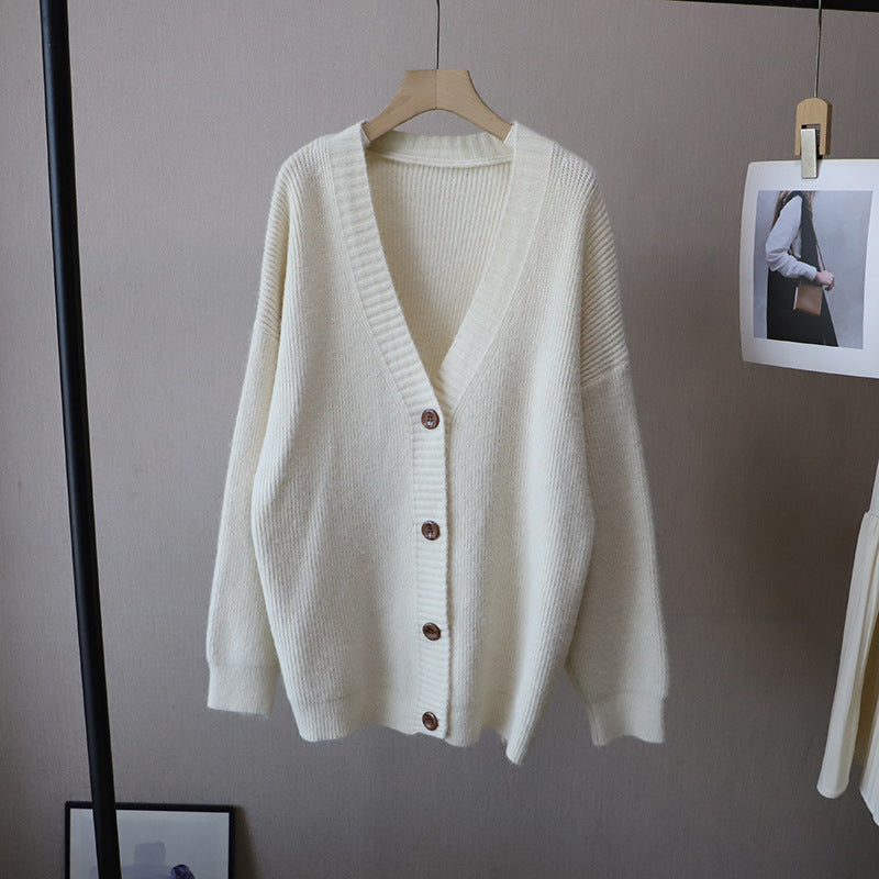 Drune | Cardigan - Damen Herbst Oversized Knopf-Cardigan mit Rippstrick