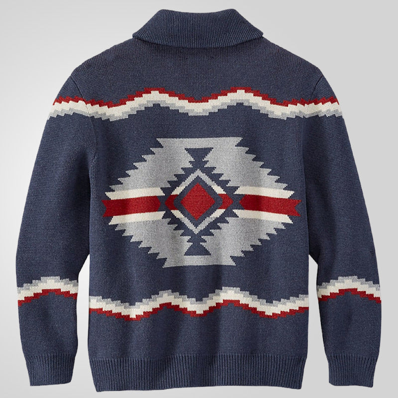 Herren Strickjacke im modernen Ethno-Design mit praktischen Knöpfen Drune