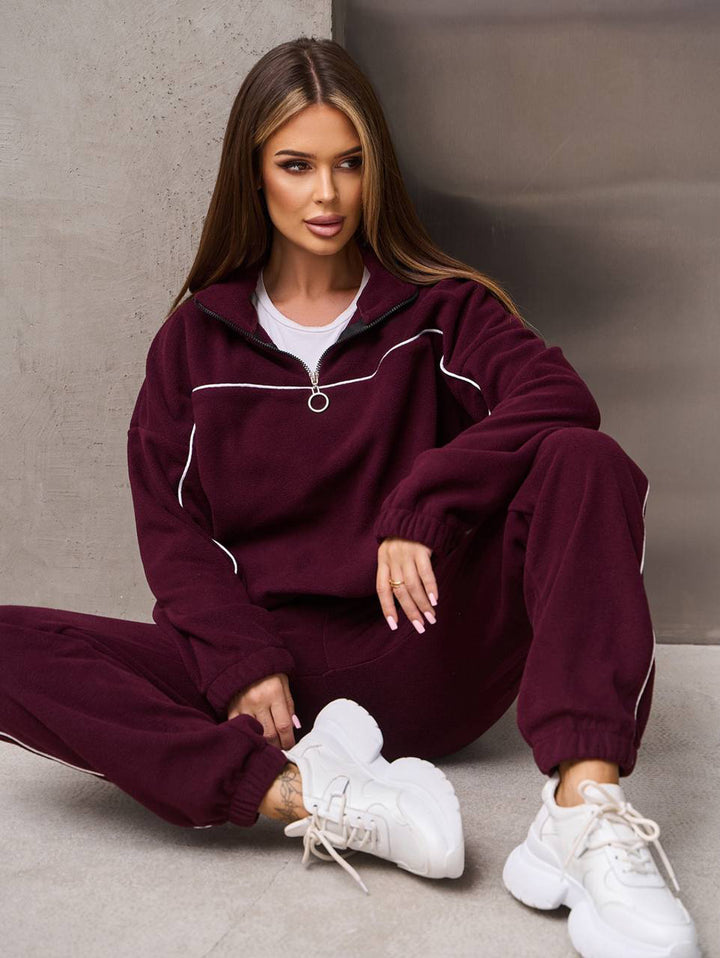 Damen Kuscheliges Fleece-Outfit mit Reißverschluss Drune