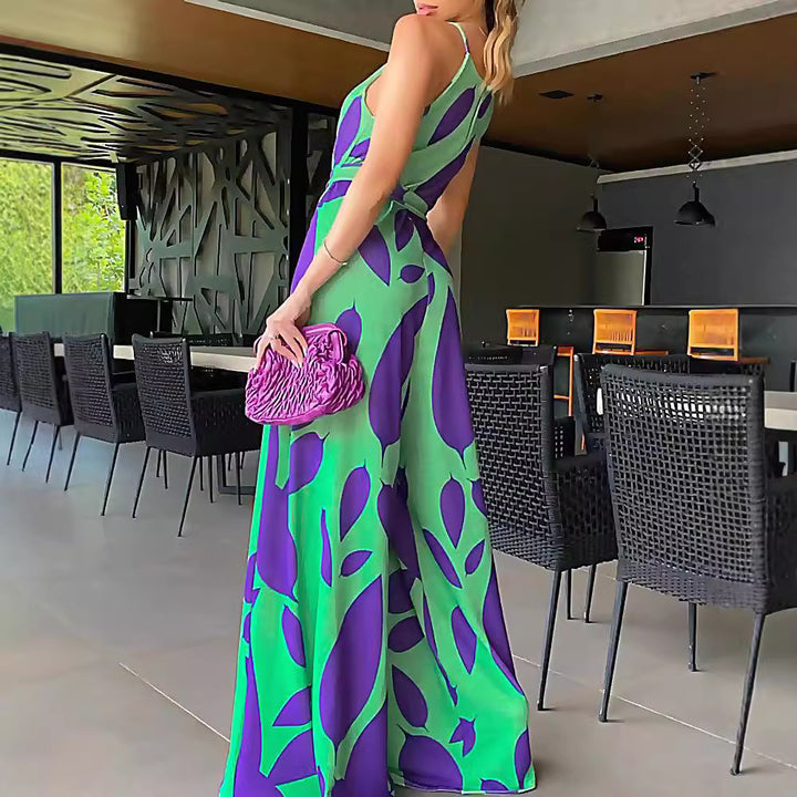 Damen Maxikleid mit floralem Muster und Taillengürtel Drune