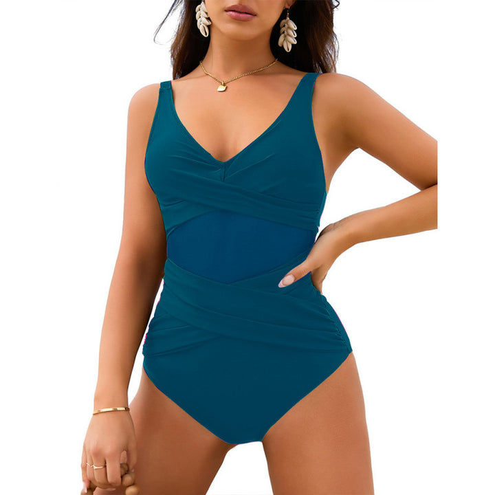 Damen Einteiler Badeanzug mit stylischem Wickel-Design und figurformenden Einsätzen Drune