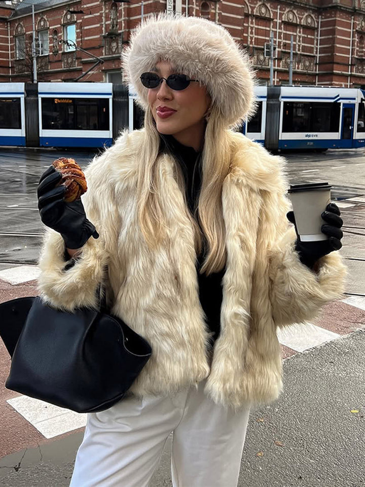 Damen Kunstfelljacke mit luxuriösem Kragen und elegantem Schnitt Drune