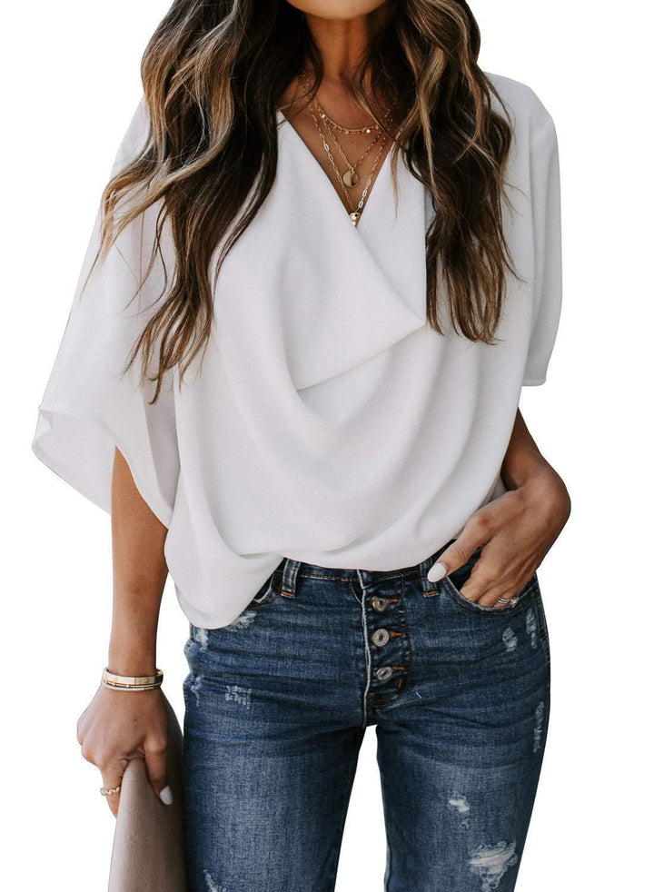 Damen Bluse mit U-Boot-Ausschnitt und lässigem Schnitt Drune