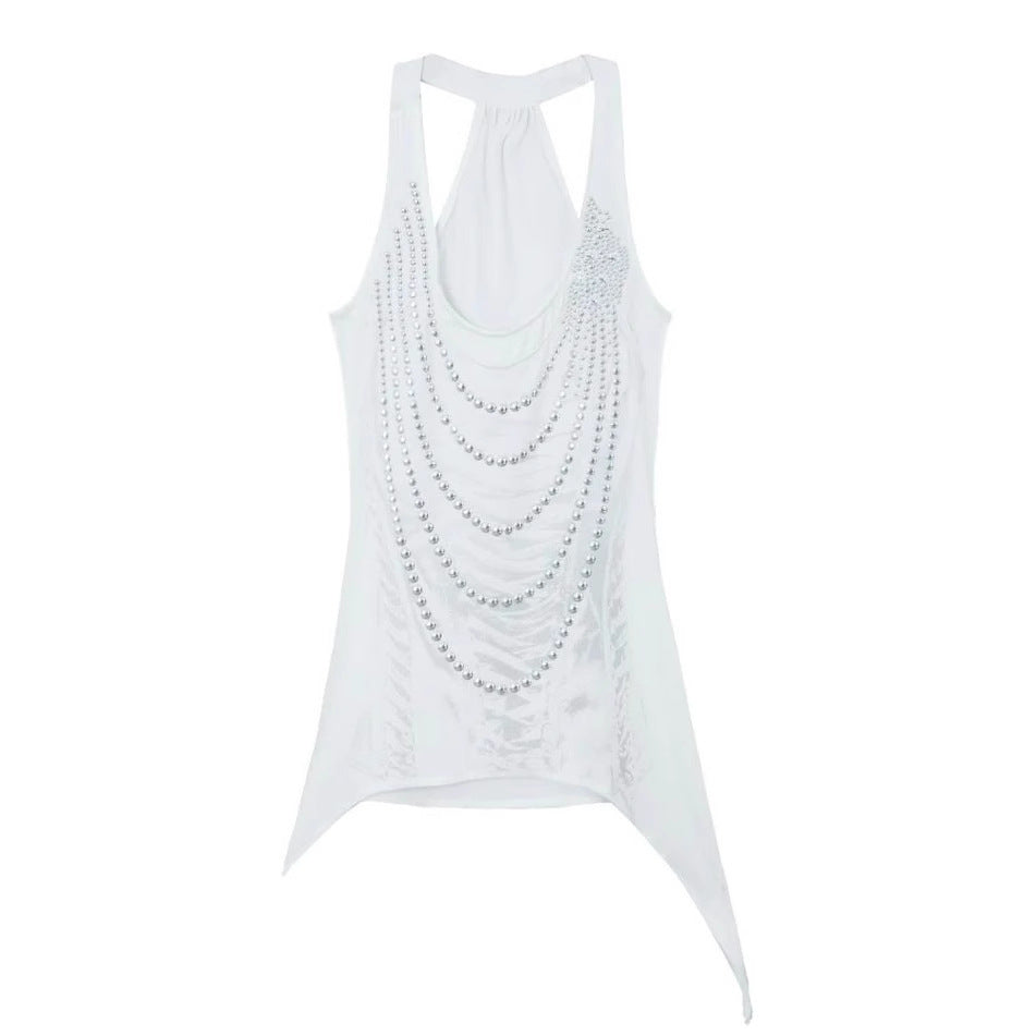 Damen Glitzerndes Tanktop mit asymmetrischem Schnitt Drune