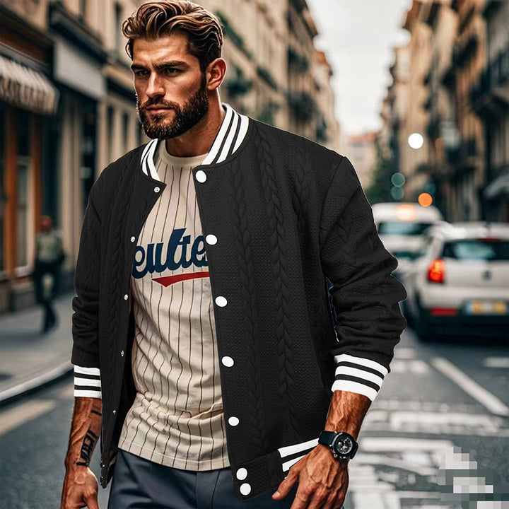 Herren Sportswear-Bomberjacke mit strukturiertem Design und Kontraststreifen Drune