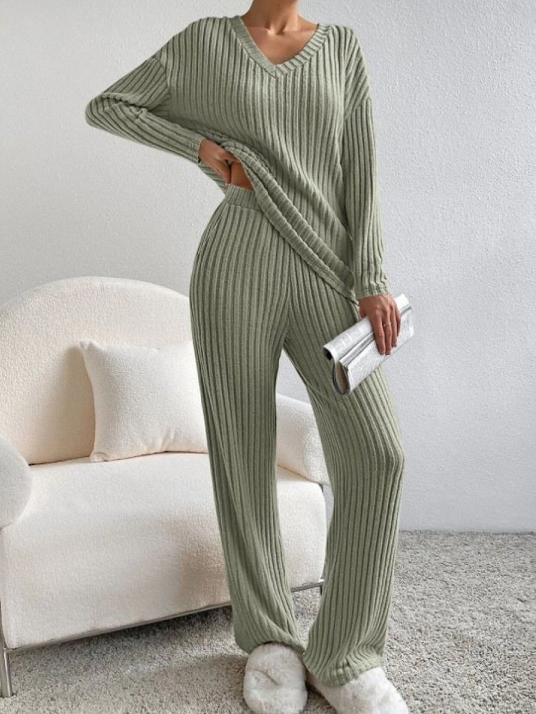 Damen Relaxed Loungewear-Set mit Rippenstruktur Drune