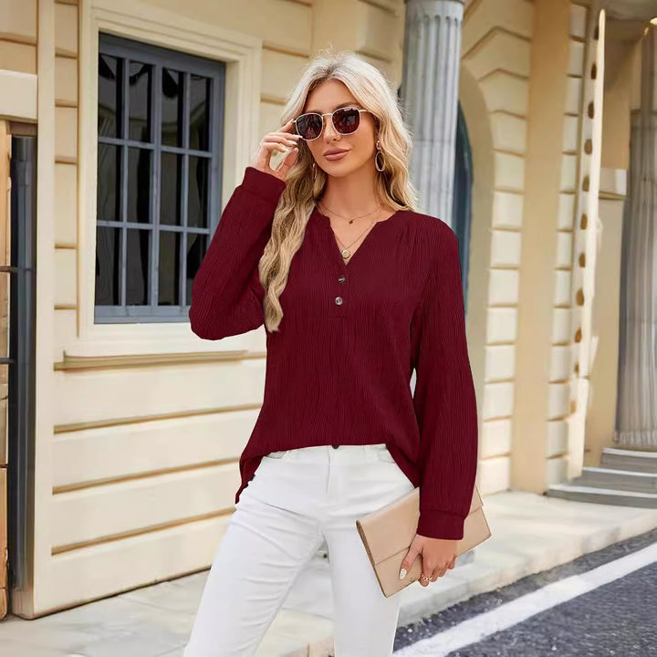 Damen Langärmlige Hemdbluse Drune