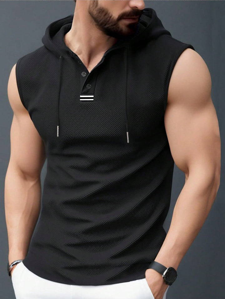 Herren ärmelloses Hoodie-Shirt mit strukturierter Oberfläche Drune