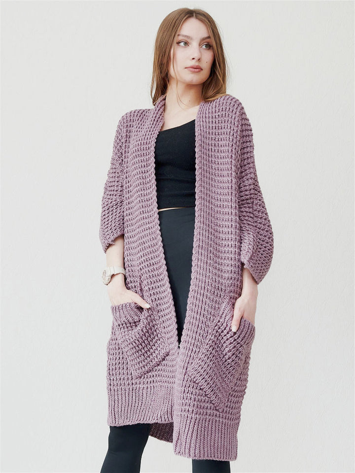 Drune | Strickjacke - Oversized Fit - Offene Vorderseite - Gerippte Kanten - Große Taschen