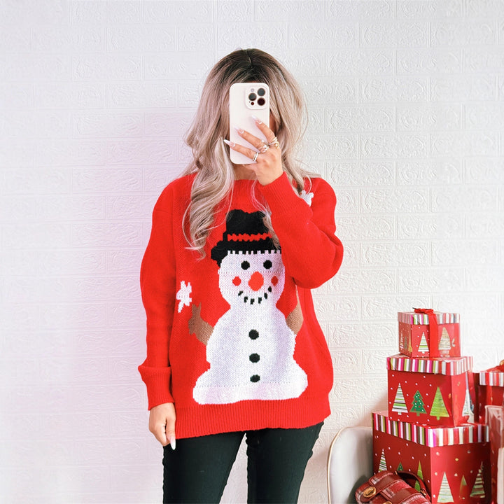 Damen Weihnachts-Pullover mit festlichem Schneemann-Motiv Drune