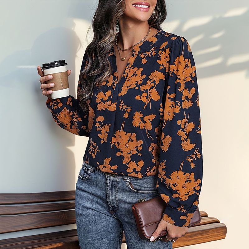 Damen elegante Bluse mit floralem Muster und zeitlosem Design Drune