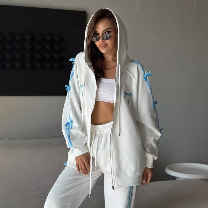 Damen Oversized Kapuzenjacke mit dekorativem Kordelzug Drune