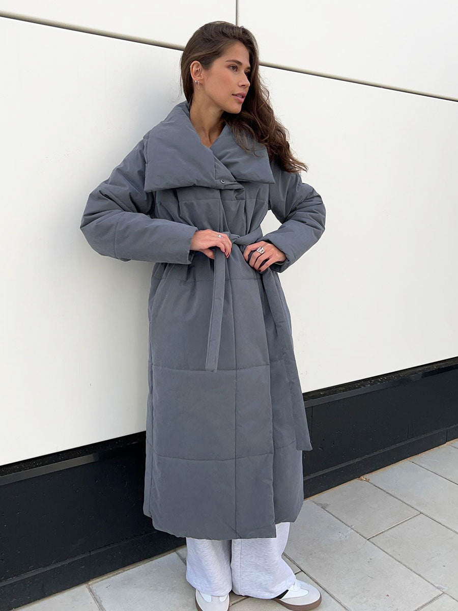 Drune | Lange Pufferjacke mit Gürtel