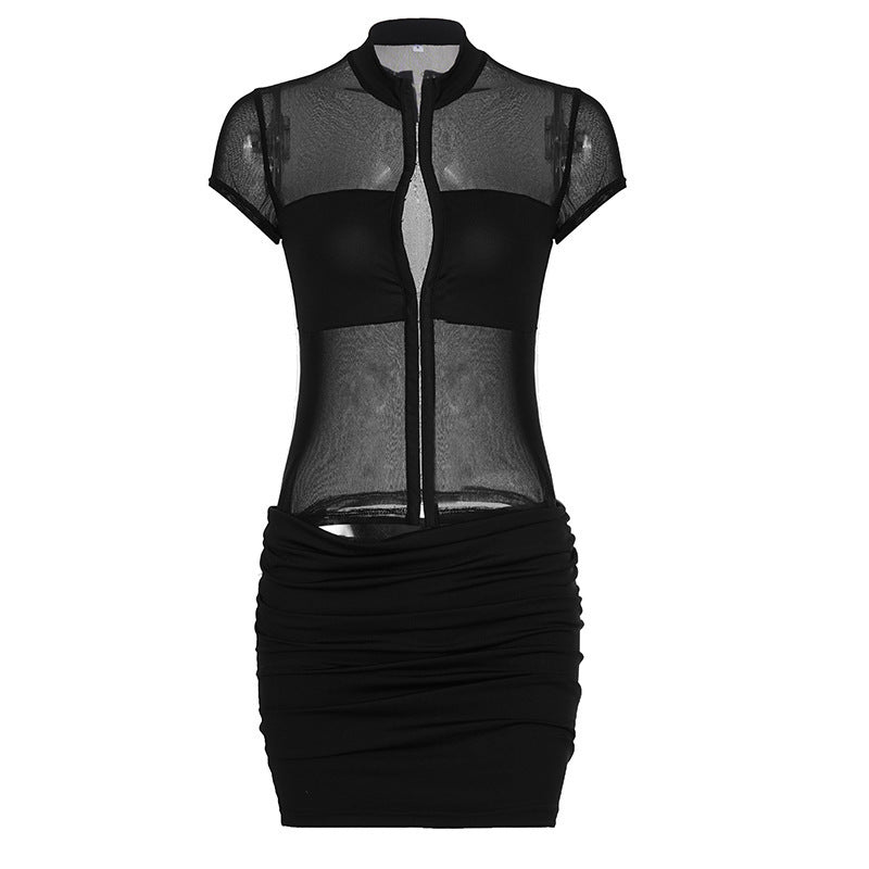 Damen figurbetontes Kleid mit innovativem Rüschen-Design und asymmetrischem Saum Drune