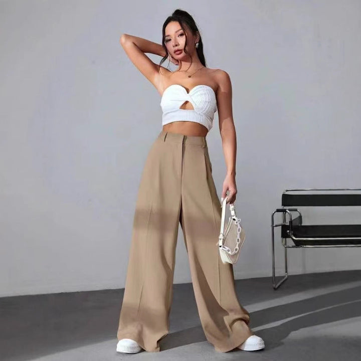 Damen weite Hochtaillen-Hose mit eleganter Faltenlegung und zeitgemäßem Schnitt Drune