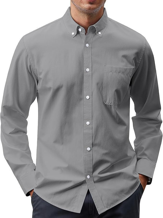 Herren nan Slim-Fit Oxford-Hemd mit Button-Down-Kragen, Brusttasche und elastischer Baumwollmischung Drune
