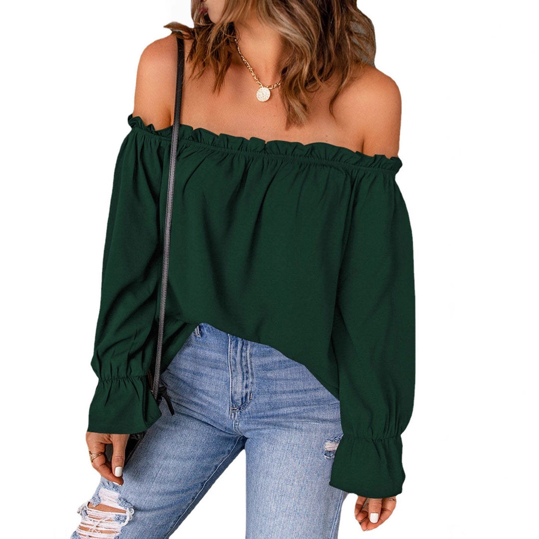 Damen Off-Shoulder Bluse mit Rüschendetails und langen Ärmeln Drune