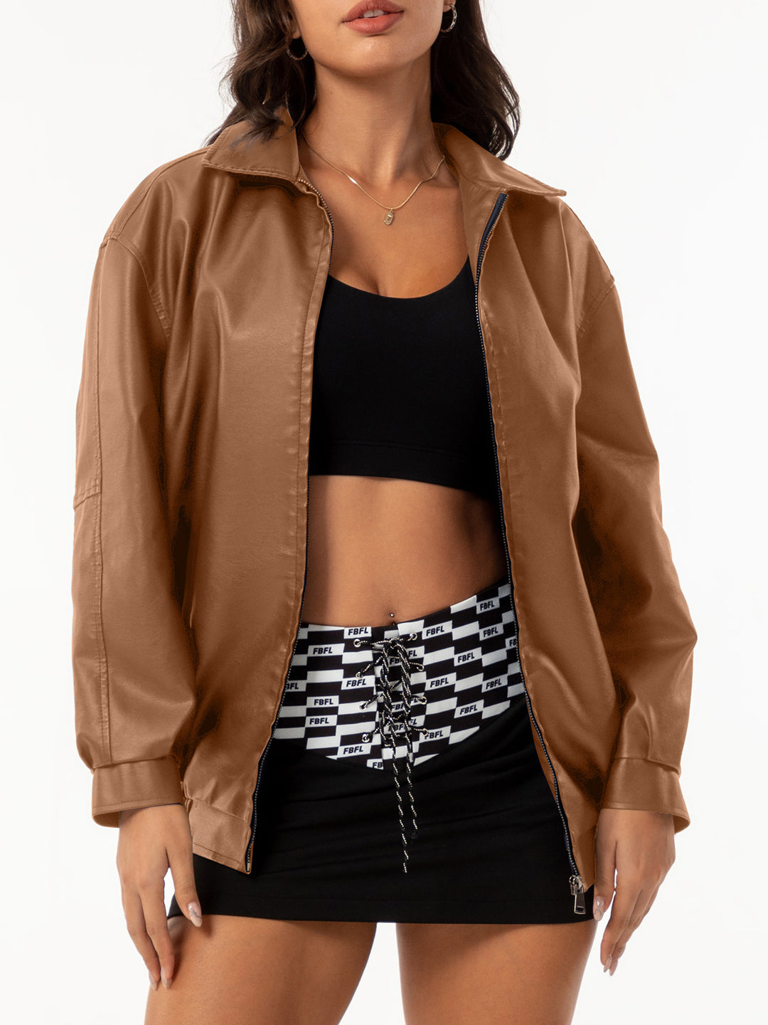 Damen lässige Satinjacke mit modernem Schnitt und praktischen Taschen Drune
