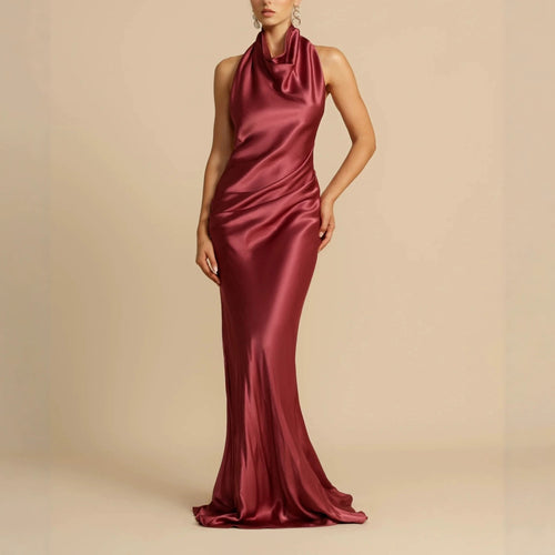 Damen Elegantes Longdress mit schimmerndem Halsbereich Drune