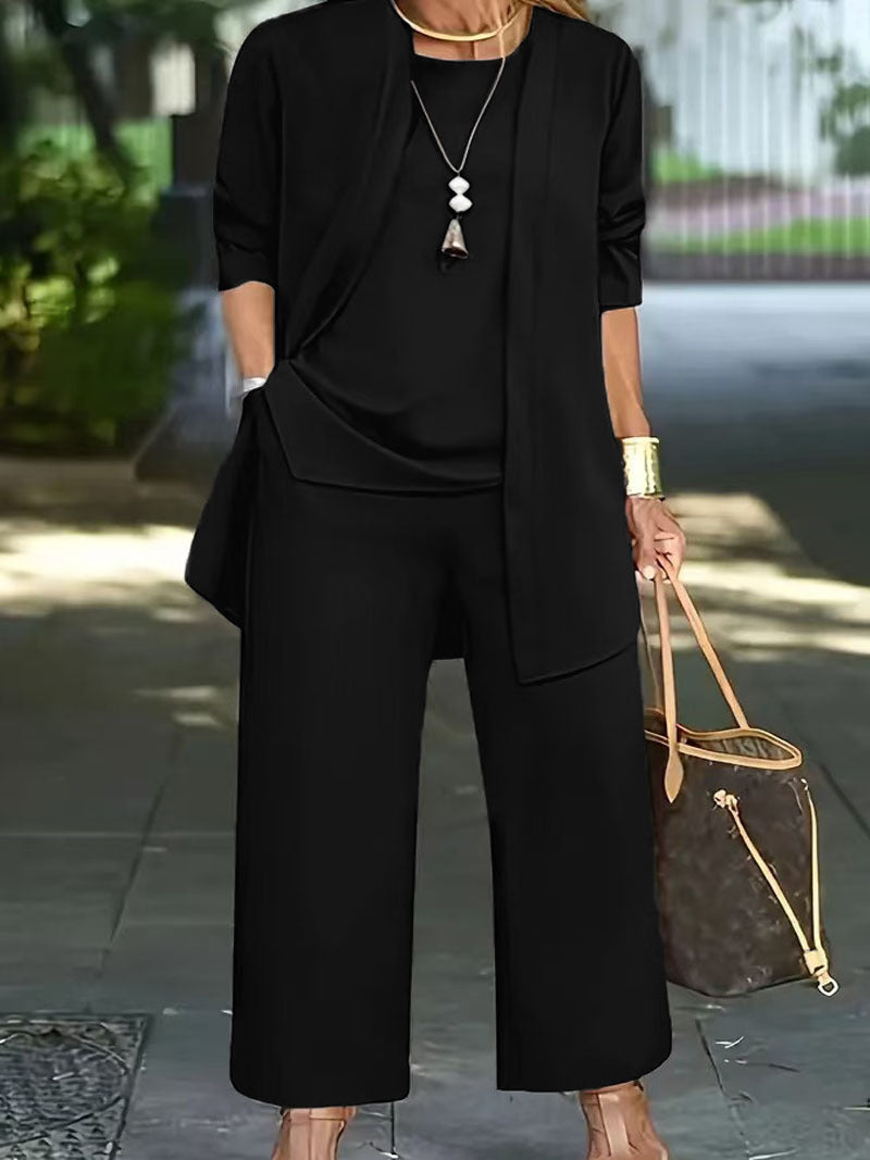 Drune | Langarm-Cardigan-Weste Drei-Teile-Set