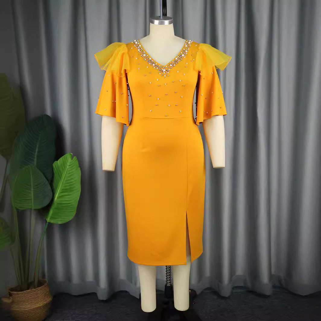 Damen Elegantes Cocktailkleid mit funkelnden Applikationen Drune