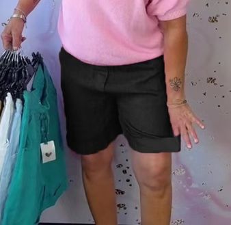Damen nan Leinenmix-Relaxshorts mit elastischem Komfortbund und Eingrifftaschen Drune