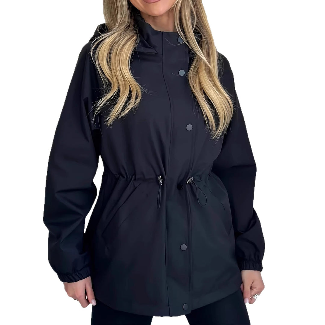 Damen nan wasserfeste Regenjacke mit Kapuze und Taillenzug Drune