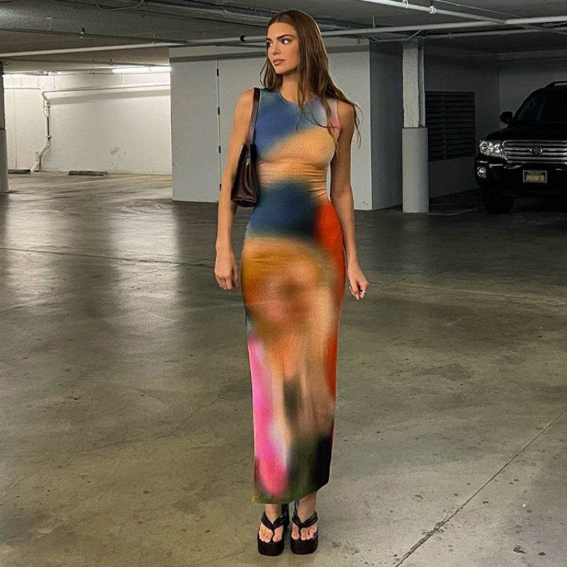 Damen Maxikleid im modernen Farbverlauf mit figurbetonter Passform Drune