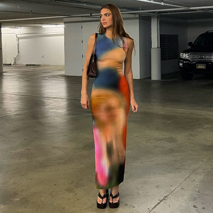 Damen Maxikleid im modernen Farbverlauf mit figurbetonter Passform Drune