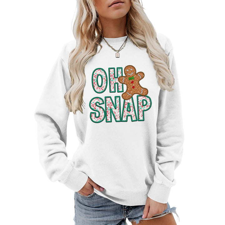 Damen Sweatshirt mit lustigem Lebkuchenmann-Motiv und funkelndem Schriftzug Drune
