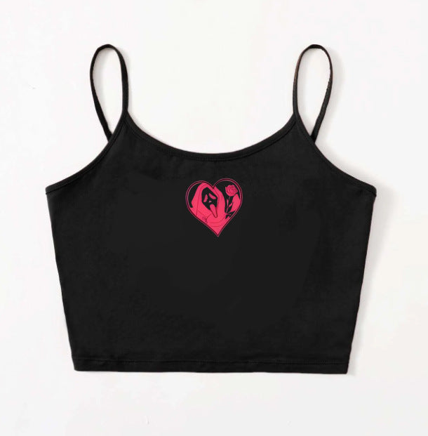 Damen Crop-Top mit kreativem Herz-Design Drune