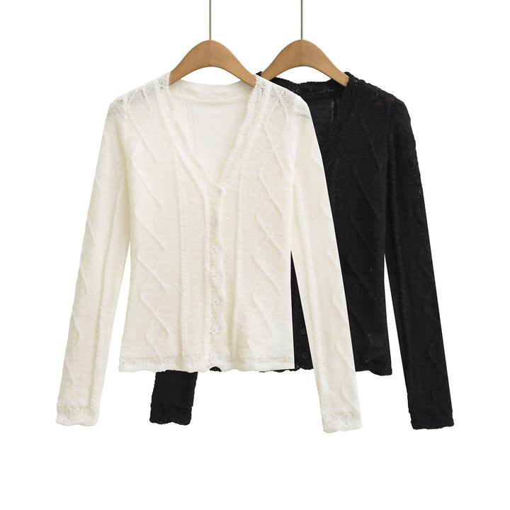 Damen Strickjacke mit Zopfmuster und Knopfverschluss Drune