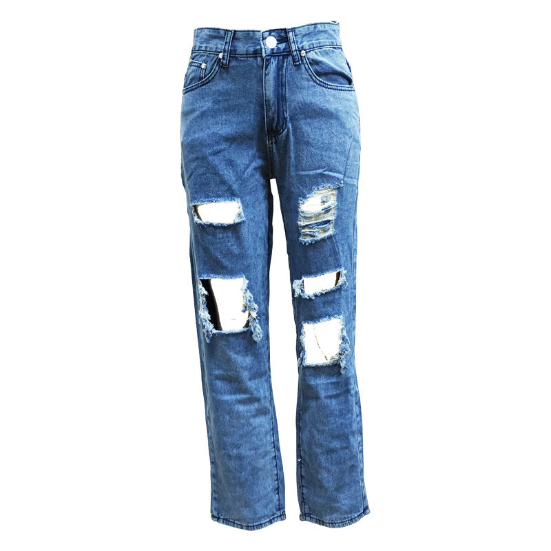 Damen lässige Destroyed Jeans mit weitem Bein Drune
