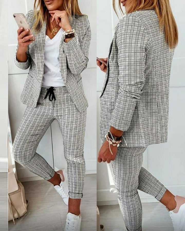 Damen Karierter Blazer mit lässigem Schnitt Drune