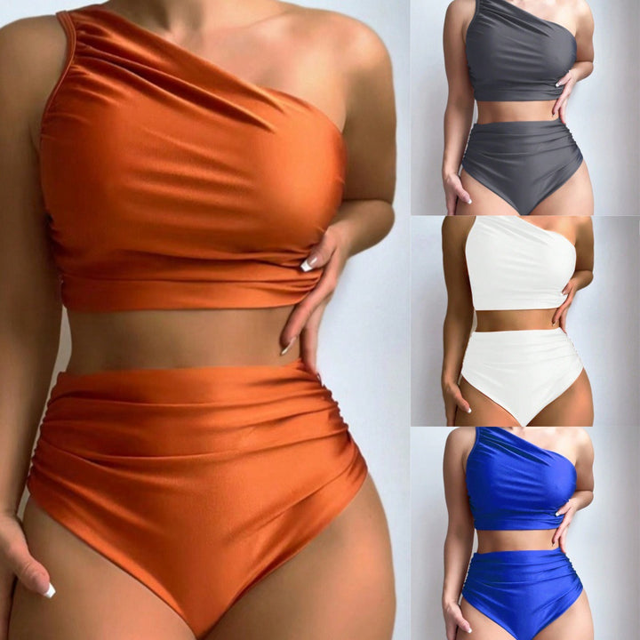 Damen High-Waist Bikini-Set mit asymmetrischem Oberteil Drune