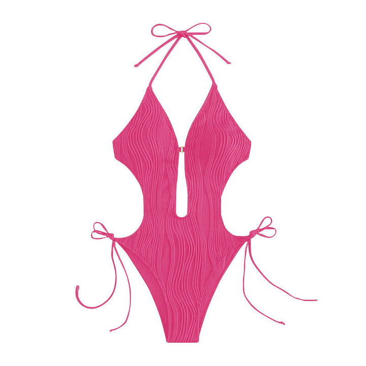 Damen Einteiler Badeanzug mit modischem Cut-Out und elastischem Wickeldetail Drune