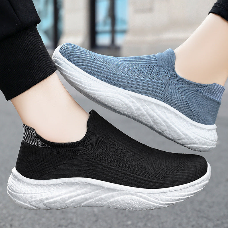 Damen nan nahtloser Strick-Slip-On Komfort-Laufschuh mit sockenähnlichem Schaft und gedämpfter Wellen-EVA-Sohle Drune
