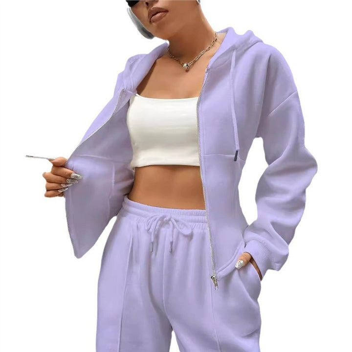 Damen figurbetontes Hoodie-Set mit dezenten Zipperdetails Drune