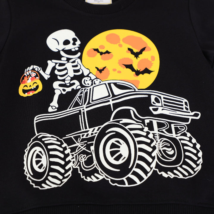Jungen Sweatshirt mit gruseligem Skelett-Motiv Drune
