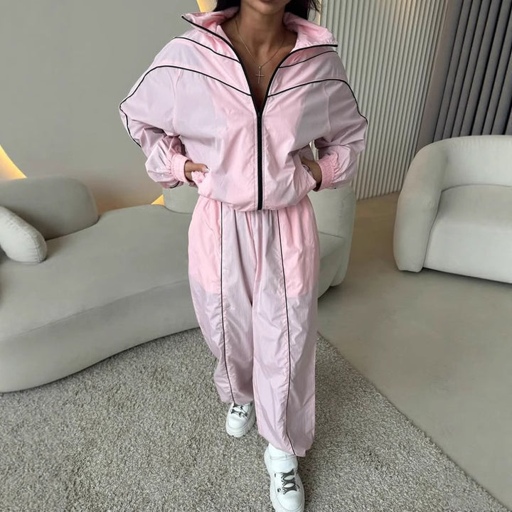 Damen sportlicher Windbreaker-Anzug mit lässigem Schnitt und praktischen Taschen Drune