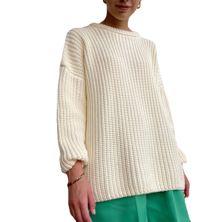 Damen Casual Strickpullover mit strukturiertem Design und überschnittenen Schultern Drune