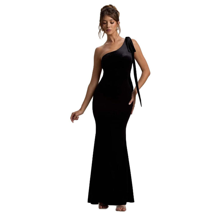 Damen Elegantes Maxikleid mit schulterfreiem Design und schmaler Silhouette Drune