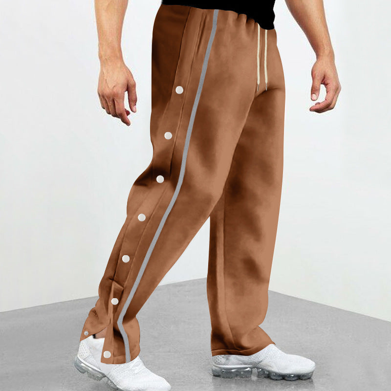 Herren nan Snap-Trackhose mit seitlichen Druckknöpfen, kontrastierendem Seitenstreifen und elastischem Kordelbund Drune