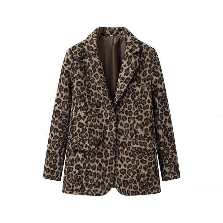 Damen elegante Leopardenblazerjacke Drune