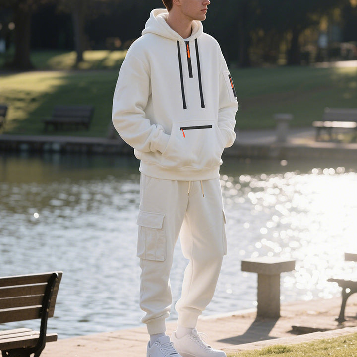 Herren sportliches Hoodie und Bundhose Set mit praktischen Taschen Drune
