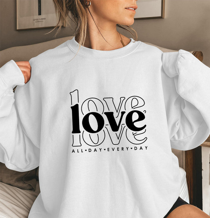 Damen Sweatshirt mit voluminösen Ärmeln und modernem Love-Print Drune