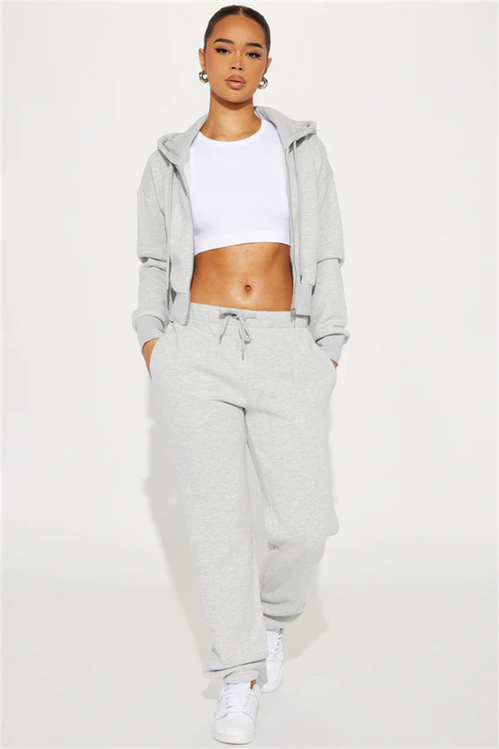 Damen lässiges Hoodie- und Jogginghosen-Set mit verstellbarem Bund Drune