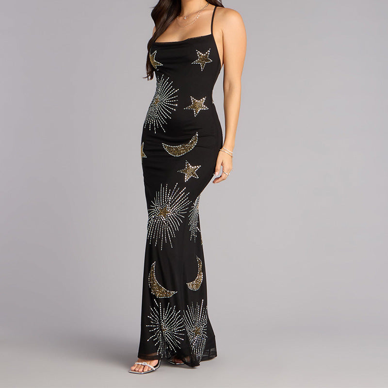 Damen Glamouröses Abendkleid mit schimmernden Pailletten und fantasievollem Design Drune