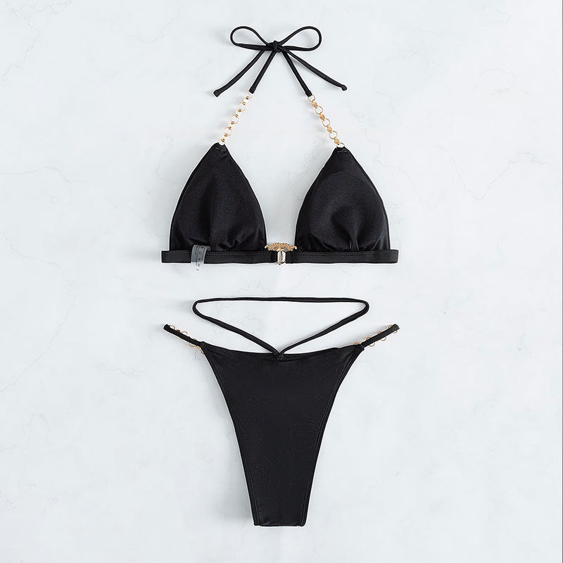 Damen Triangel-Bikini mit glamourösem Schmuckdetail Drune