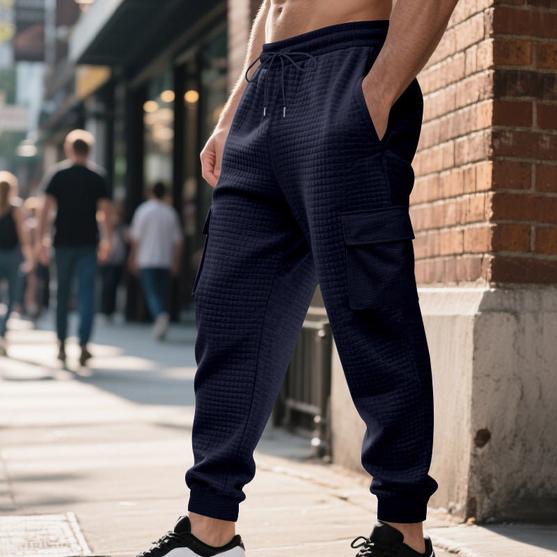 Herren nan gesteppte Thermo-Loungehose mit Funktionstaschen, Tunnelzug und elastischem Bündchen Drune